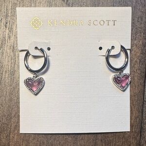 Kendra Scott Silver Hoops with Pink Heart Charms